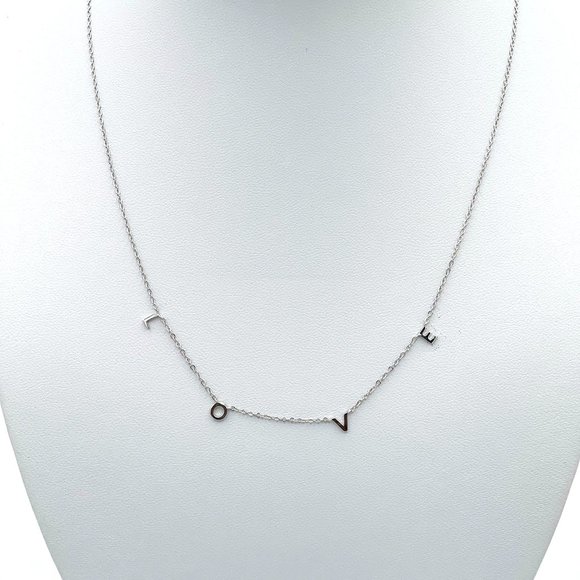 Charm " L O V E " Necklace with Curb Chain - Picture 2 of 2